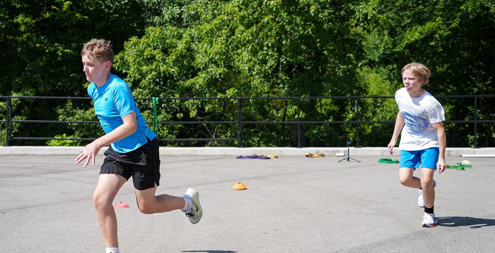 Athletes sprinting at speed